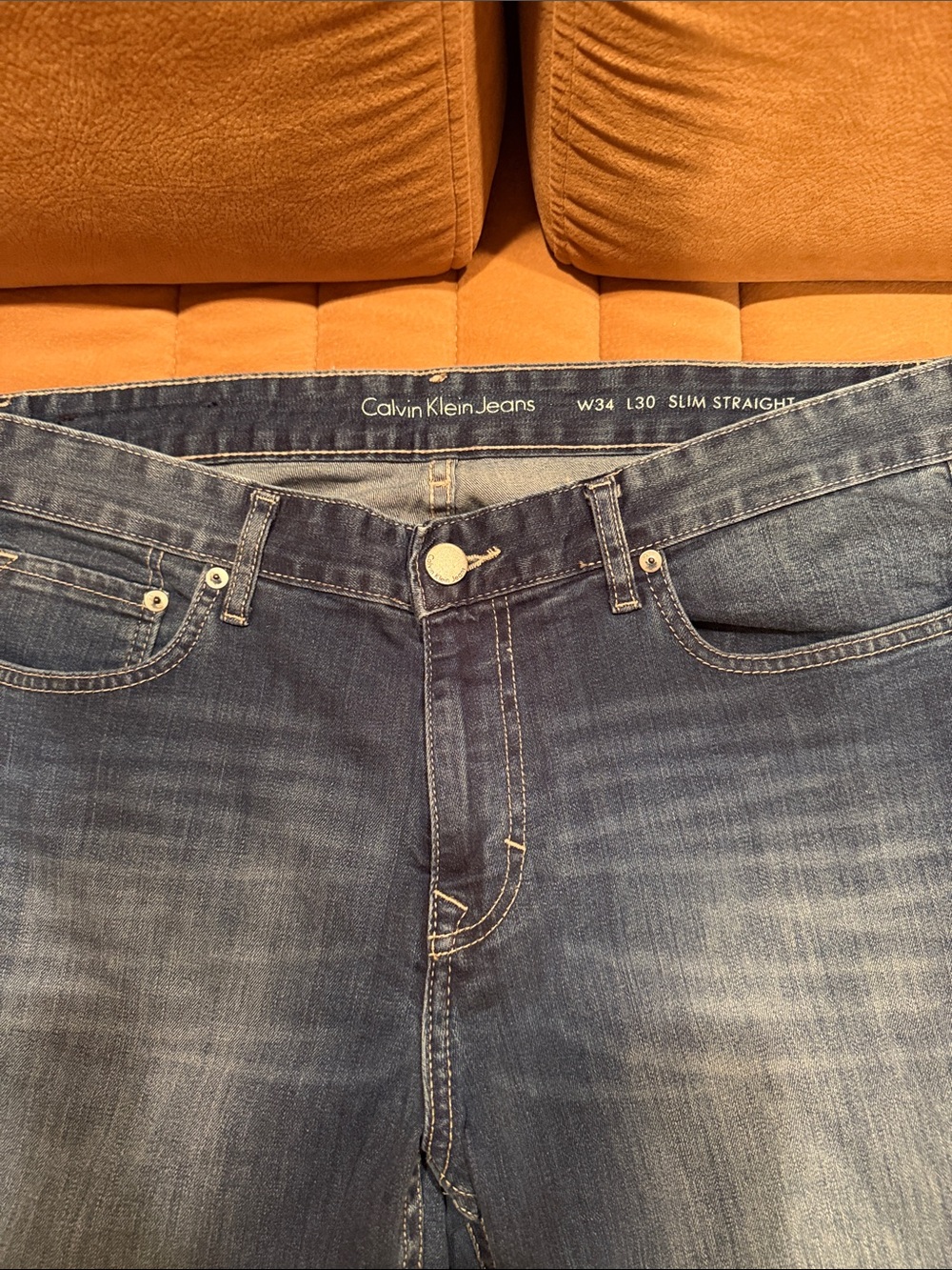 Calvin Klein Men’s Slim Straight Jeans in Blue 34x30
